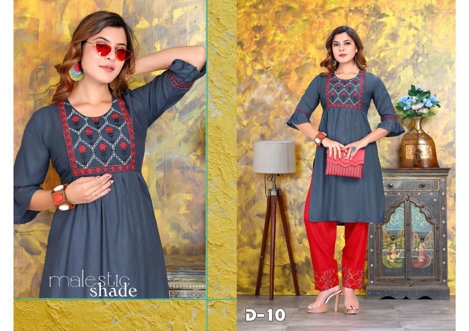 Beauty Queen Golden Dairies Ethnic Wear Rayon Kurti With Pant Collection